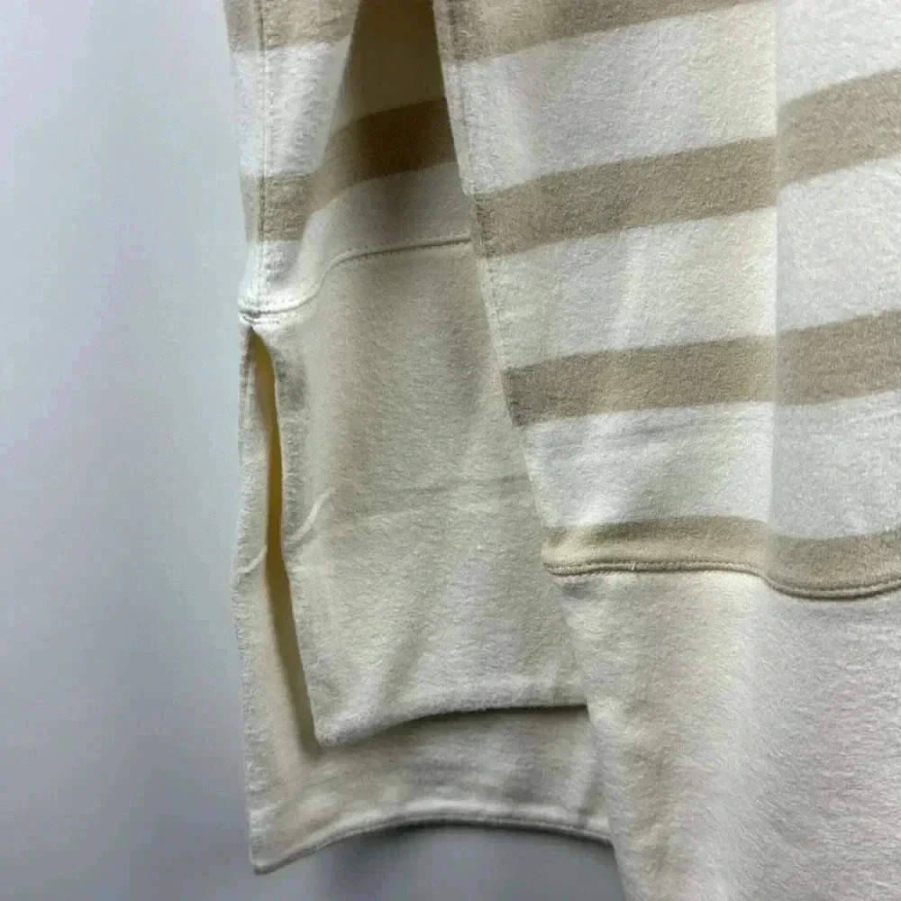 RLX RALPH LAUREN BEIGE/CREME STRIPED NWT LONG SLEEVE COWL NECK SIDE SLITS SOFT - Picture 6 of 9